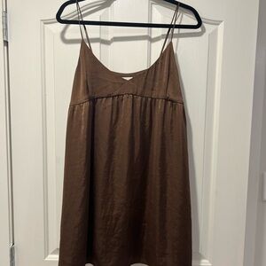 Aritzia Wilfred Brown Spaghetti Strap Dress